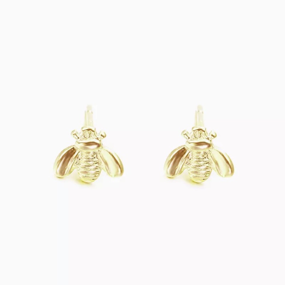 Beautiful Dainty Bee Sterling Silver Stud Earrings - Picture 3 of 5